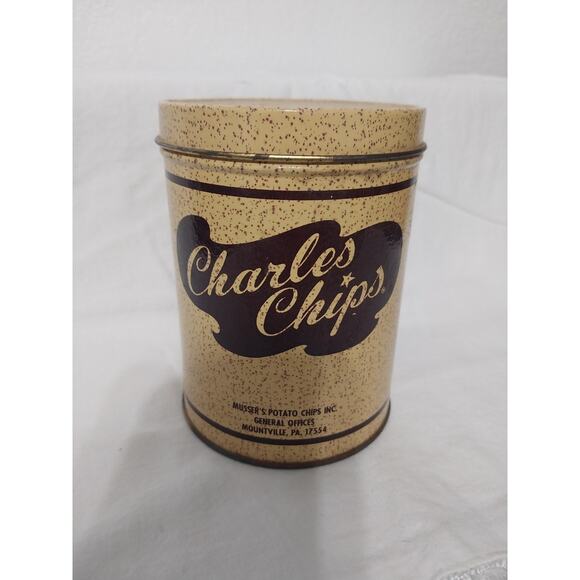Vintage Charles Chips Sample Mini Potato Chip Tin Can Collectors Edition 4.75" - Picture 1 of 5